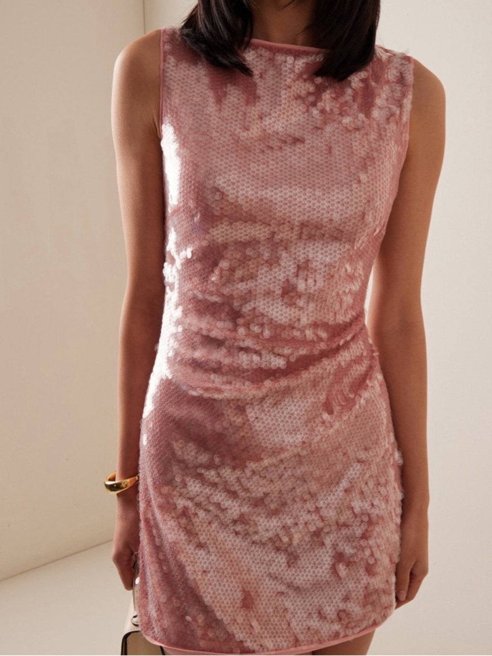 STAUD Eton Mini Sequin Dress in Sienna Pink Sz XL - Picture 2 of 9